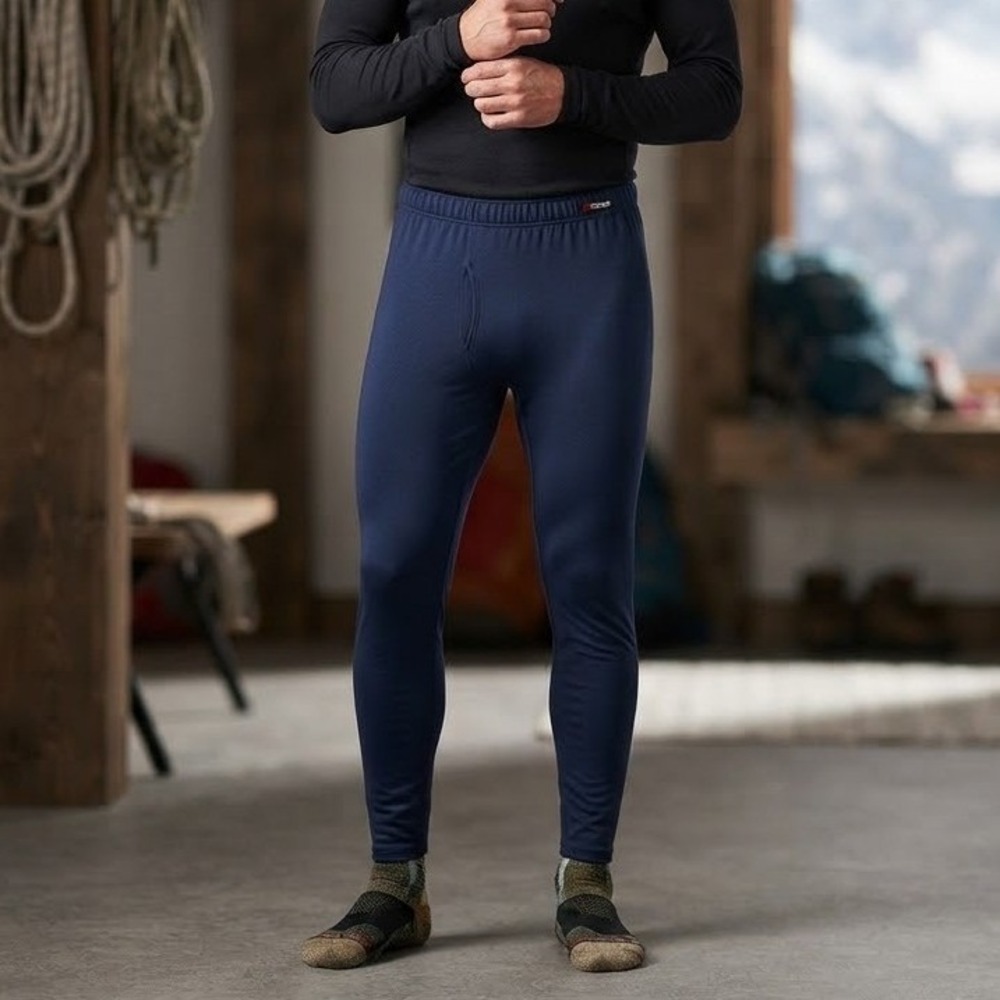 Cabela's Polartec Thermal Base Layer Pants Men XL Tall Navy Blue Fleece Leggings